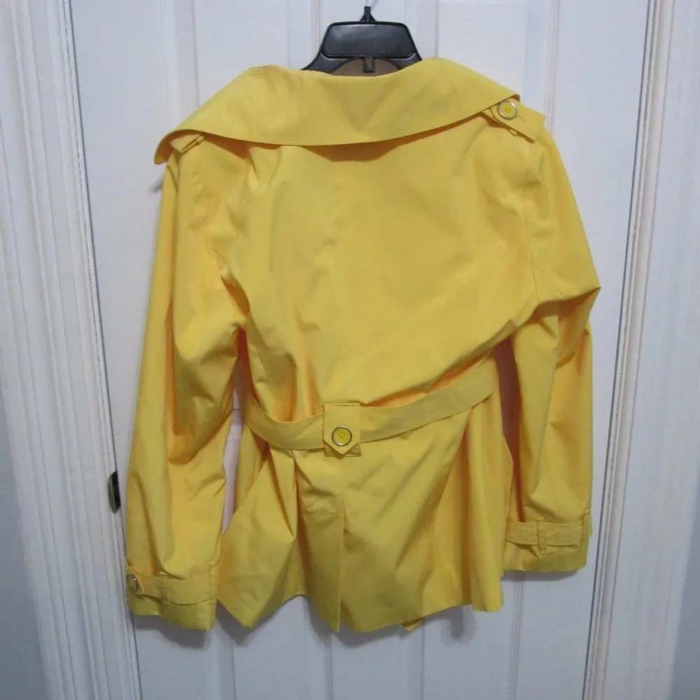 London Fog Yellow Double Breasted Belted Collared Trench Coat Size L Women's - Picture 6 of 13